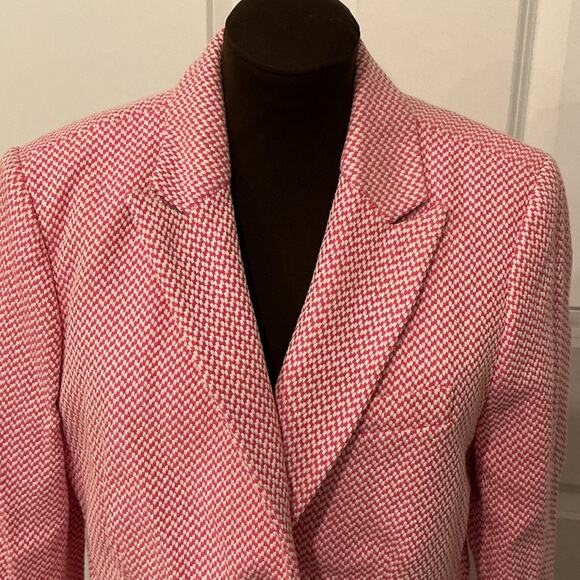 Boden Women’s Pink Herringbone Cotton Blend Checker Blazer Office Jacket Size 12 - Picture 3 of 9